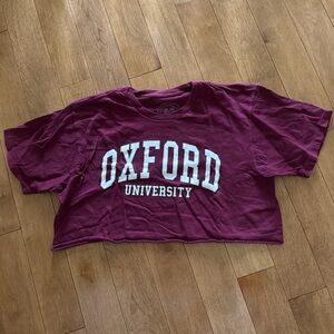 oxford university burgundy cropped t-shirt